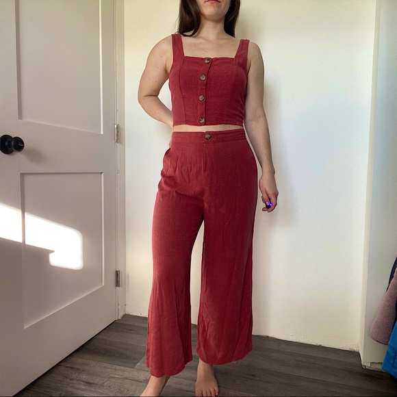 Aeropostale Linen Summer Set (crop top/pants)